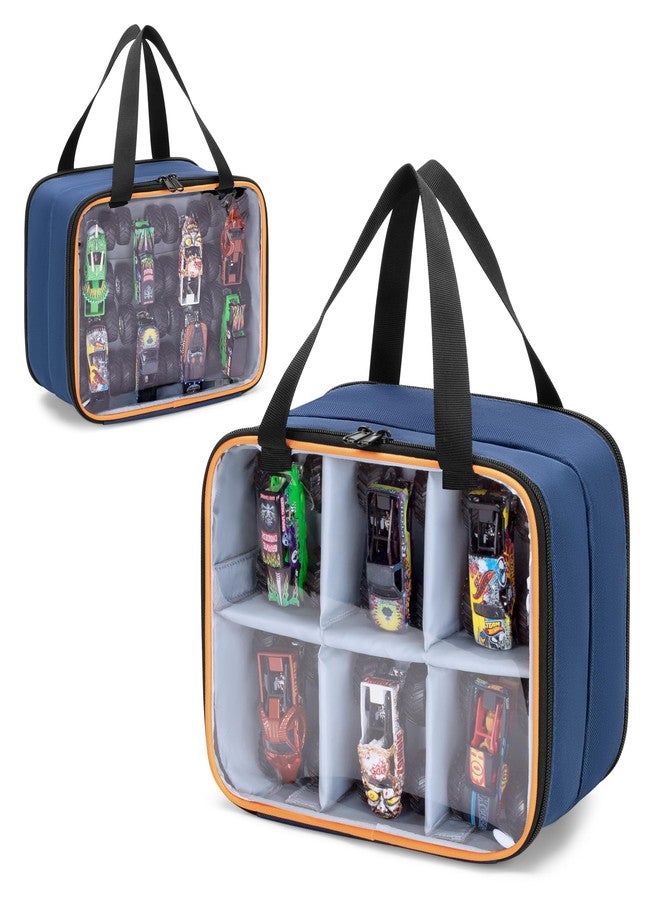 لوكسجا حقيبة تخزين مزدوجة الطبقات من لوكسجا، متوافقة مع شاحنات هوت ويلز مونستر بمقياس 1:64، حقيبة حمل من مادة PVC لشاحنات مونستر جام، تتسع لما يصل إلى 14 سيارة لعبة لهواة الجمع، لون أزرق - Image 1